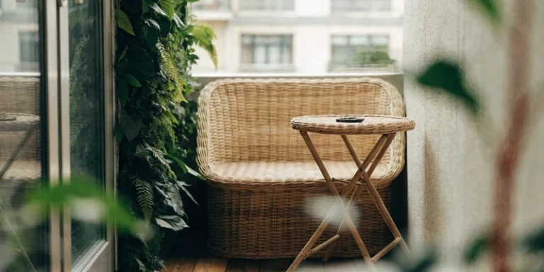 Wicker patio set for a small balcony